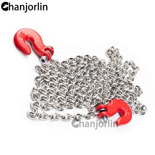 1/10 RC Crawler Car Mini Simulation Metal Trailer Chain with Tow Hook Accessories for 1:10 Scale Rock Crawler Truck Car Traxxas TRX4 SCX10 RXB10 Redat Axial RC4WD Tamiya TF2 Gen8 (Red) - color: Red