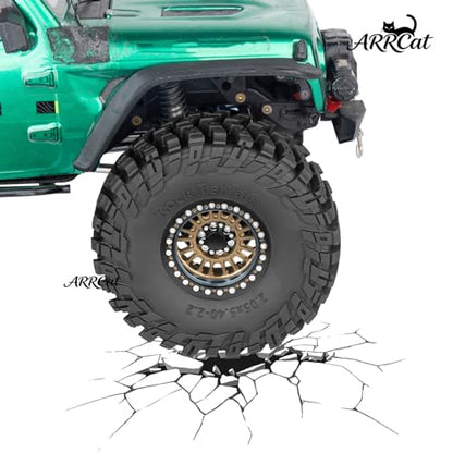 Alloy 2.2 Wheel Tires for 1/10 TRX4 TRX6 SCX10 SCX10 II SCX10 III SCX10 Pro Gen7/8 D90 VS4-10 MST CFX RC Crawler Car,RC 2.2 Beadlock Wheel Off Road Buggy Rally RC Truck Tires,Bronze - color: Bronze - (Alloy 2.2 Tires)