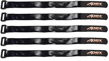 5 Pack 20mm x 300mm HD Rubberized Battery Straps Non-Slip - Apex RC Products #3031