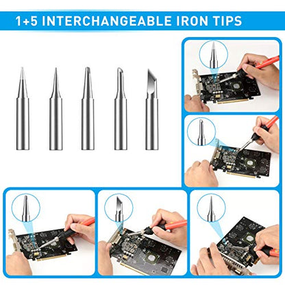 Soldering Iron Kit, 60W Upgraded Soldering Kits Adjustable Temperature Welding Tool Solder Irons Pen with On/Off Switch Use for Electrical Repairs - color: 60w 19-in-1