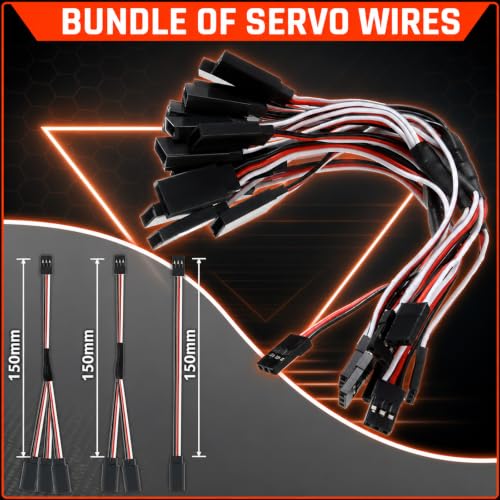 6 Packs Servo Extension Cable and Y Splitter Harness Kit, 3 Pin Male to Female Wire for RC Car Servo, Lights, Plane, Helicopter, and Receiver Connections, 15cm / 5.9in