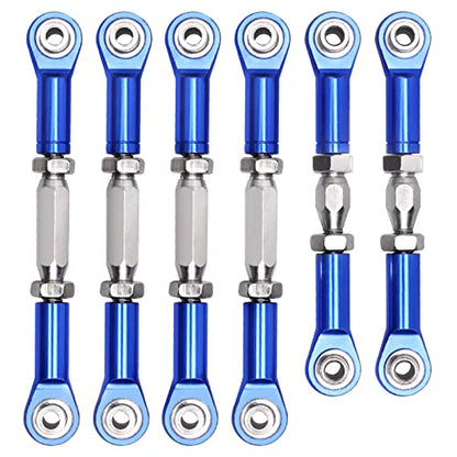 Hobbypark Aluminum Adjustable Tie Rods Toe Links Set Linkage Steel Turnbuckles for Arrma 1/10 Granite 4X4 Replacement (6-Pack) (Navy Blue)