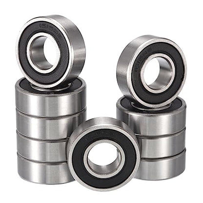 1616-2RS Deep Groove Ball Bearings, ID 1/2" x OD 1-1/8" x Width 3/8" Double Rubber Sealed Ball Bearing Pre-Lubricated Chrome Steel Z2 Lever 10pcs - size: 1616-2RS 1/2"x1-1/8"x3/8"