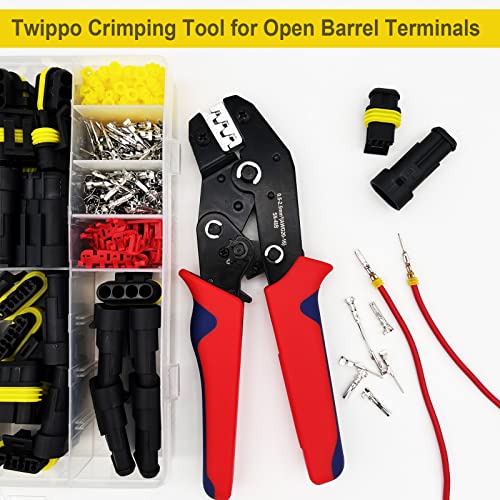 800pcs 1/2/3/4/5/6 Pin Automotive Waterproof Wire Connector with Crimper | Twippo 22-16 AWG 1/2/3/4/5/6 Wire Male and Female Electrical Connectors Plug Terminals Kit with Ratchet Crimping Tool(50set) - color: 800pcs With Crimper