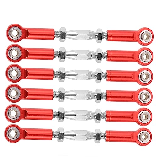 6pcs Adjustable Turnbuckle Rod Linkage for Rc Epxhsp Racing Trucks Premium Steering Rods Easy to Install Upgrade Parts Red