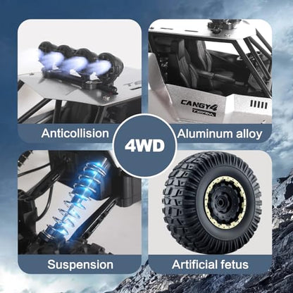 Remote Control Car 1:12 Off Road Truck, Metal Shell LED Headlights Offroad Monster RC Truck, RC Cars Toys for Boys 4-7 8-12 Year Old Kids, Gifts for Kids - color: Silver