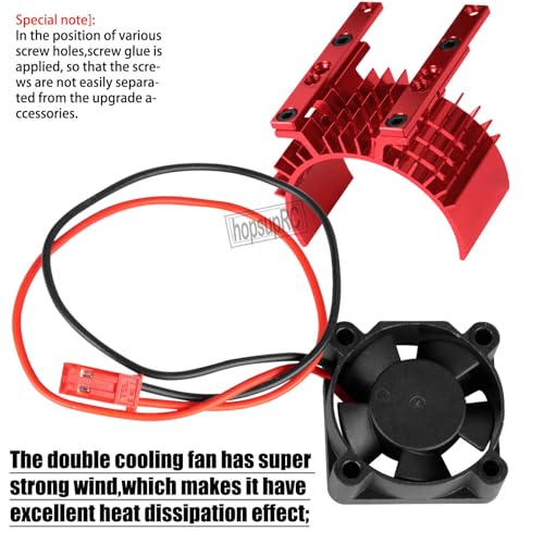 VXL-3s High Velocity Fan Heatsink Set Upgrades Part for 1/10 Slash/Rustler/Stampede VXL 4X4 2WD, ESC Motor Cooling Fan Hops Up,Red - color: Red/(for 2wd 4wd)