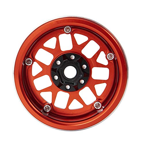 2.2inch Beadlock Wheels Rims 35mm for 1/10th Scale RC Crawler Model Car Wraith 90018 -Pack of 4 (Red) - color: Red