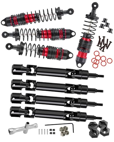 RC Shock Absorber & Drive Shaft Upgrades Part for 1/10 Granite/Senton 4x4 3S Blx Mega 550/Vorteks 3s blx,4PCS Front Rear RC Big Bore Shocks/Axles CVD,Red - color: Red for Senton 4x4 3S Blx