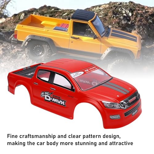 DAN&DRE RC Truck Body Shell Universal PVC 1/10 Remote Control Car Shell for 26cm Wheelbase RC Truck (Red) - color: Red