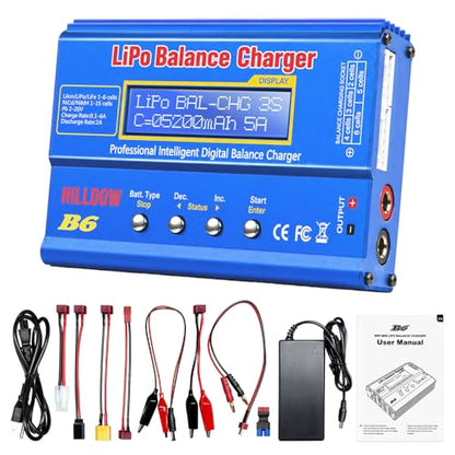 B6 Mini Digital Balance Charger/Discharger with Power Supply for 1S-6S LiPo Lilon Life NiMh Pb RC Battery with LCD Display