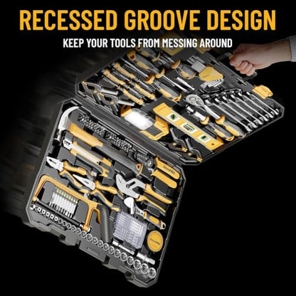 GRENPRO 239PCS Tool Set Tool Box Multi Car Mechanic Tool Kit for Home | Portable Tool Box, CR-V Steel, Complete Kit, Anti-Drop Slots, Household DIY, Auto Motorcycle, Home Garage for Men & Women - style: Yellow Hand Tool Set 239PC