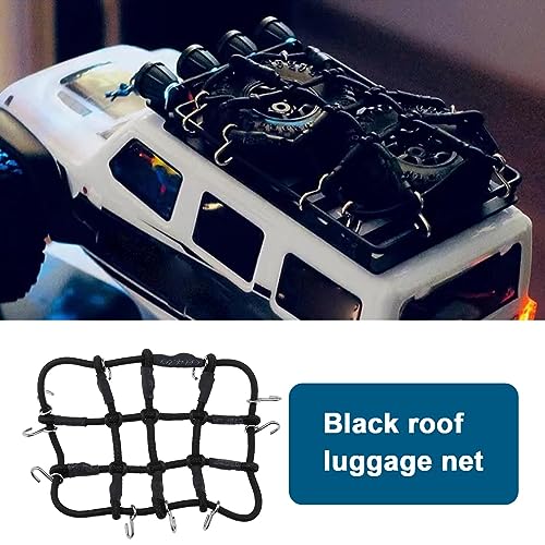 SING F LTD Remote Control Car Roof Cargo Net Compatible with Axial Gladiator Bronco 1/24 RC Crawler Elastic Car Accessories with Hooks 6.5 * 8CM, Black - color: Black