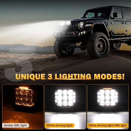 Auxbeam V-MAX Series 7" 228W Cube Offroad Pod Light 270° Side Shooter | Cube Pod Lights with DRL & Back Light, 228W 26100LM Ditch Lights, Spot Flood Combo Beam, LED Driving Light for Jeep Truck - color: 7in Cube LED Pod