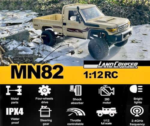 WPLDEWAN RC Rock Crawler 4x4 RC Truck MN82 Toyota LC79 Remote Control Truck | 1/12 RC Crawler Off Road Pickup 2.4G All Terrain 280 Motor Full Proportional RTR Hobby Toy Adult