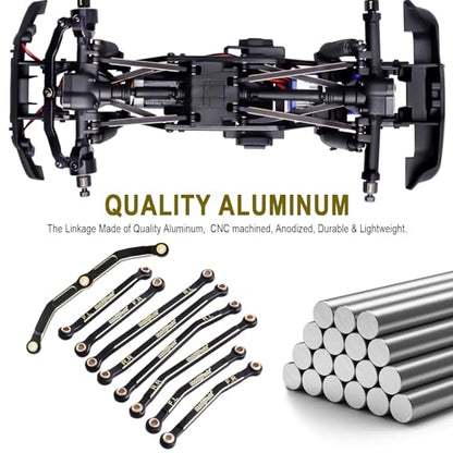 Hobbypark Brass High Clearance Links Set & Full Clearance Steering Link Steering Rod Tie for TRX4M Upgrades Parts, Replacement of 9742R Suspension Links, Compatible with Bronco Defender