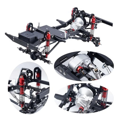RC Crawler D90 Chassis Frame Builders Kit with Transmission and Gearbox Transfer Case for SCX10,TRX4,D90 DIY Upgrades