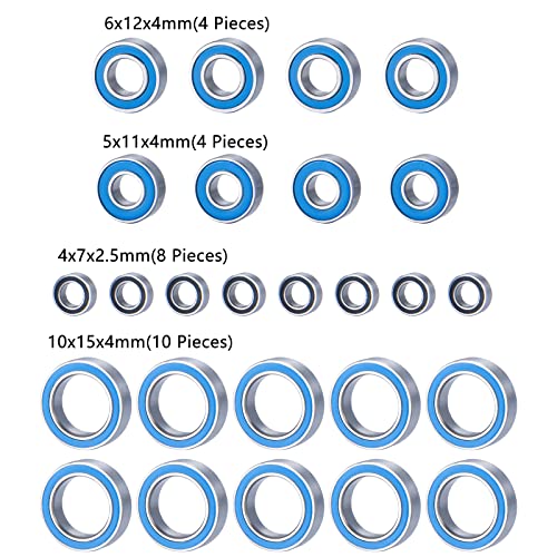 26PCS Complete Blue Ball Bearings Kit for Tekno EB410&ET410&EB410.2 | ET410.2 Upgrade Parts