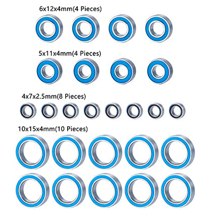 26PCS Complete Blue Ball Bearings Kit for Tekno EB410&ET410&EB410.2 | ET410.2 Upgrade Parts