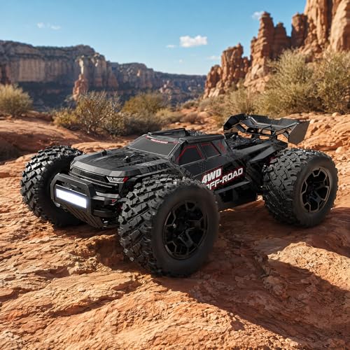 MJX 14207 1/14 Scale Brushless RC Truck, 4WD High Speed Off-Road RC Car with 2852 4200KV Motor, 50A ESC, Aluminum Chassis, 2.4GHz Remote, 7.4V 3000mAh Battery, RTR RC Monster Truck for Adults