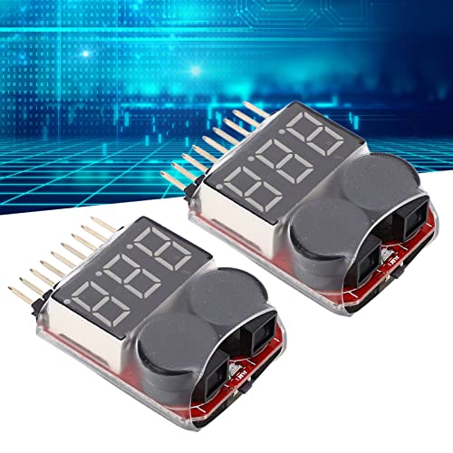 4 PCS 2 in 1 1 8S Lipo Battery Voltage Tester Monitor Low Voltage Buzzer Alarm RC Battery Checker