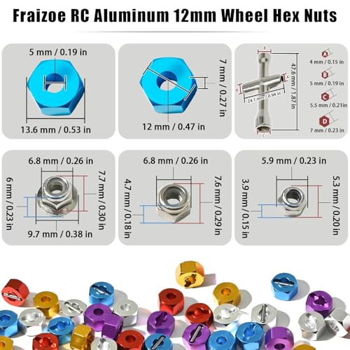 12mm Hex Wheel Hubs w/Axle Pins M4 Flange Lock Nut Standard M3 M4 Nut 5mm Thickness Aluminum Wheel Drive Adapter Replacement of 1654 for RC Traxxas 1/10 Slash 4x4, Stampede 4WD - color: Gold