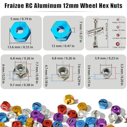 12mm Hex Wheel Hubs w/Axle Pins M4 Flange Lock Nut Standard M3 M4 Nut 5mm Thickness Aluminum Wheel Drive Adapter Replacement of 1654 for RC Traxxas 1/10 Slash 4x4, Stampede 4WD - color: Gold