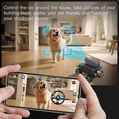 1:64 Alloy Mini RC Crawler with Camera, WiFi APP 2.4GHz (Black) | Alloy Body, 480P Camera & LED Lights. Dual Control: Phone APP or Remote. Gravity Sensing, Auto Demo & Cruise for Hobbyists - color: Black