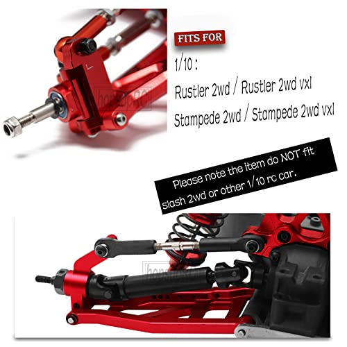 RC Stainless Steel Drive Shaft CVD Axles Upgrades Part for 1/10 Rustler/Stampede VXL 2WD,Alloy Suspension A Arm,Aluminum Caster Block & Steering Blocks & Rear Stub Axle Carriers,Red - color: Red