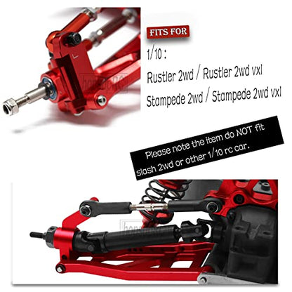 RC Stainless Steel Drive Shaft CVD Axles Upgrades Part for 1/10 Rustler/Stampede VXL 2WD,Alloy Suspension A Arm,Aluminum Caster Block & Steering Blocks & Rear Stub Axle Carriers,Red - color: Red