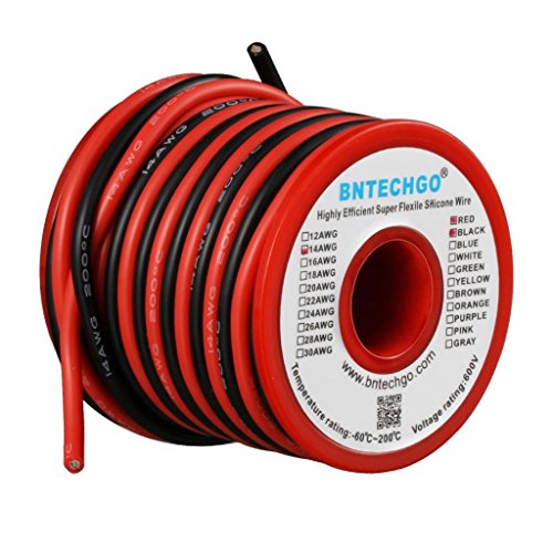 BNTECHGO 14 Gauge Silicone Wire Red and Black Each 20ft 2 Separate Wires | Flexible 14 AWG Stranded Tinned Copper Wire Silicone Rubber Insulation For RC Models, Drone, Robot, EV Charger, 3D Printer - color: Red and Black, size: silicone wire red 20ft and