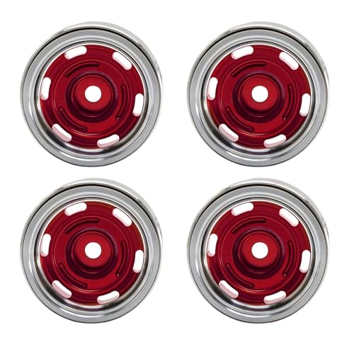 1.0 Beadlock Wheels, 4pcs Red | Aluminum RC Rims Hub with Positive Offset 7mm Hex for 1/18 1/24 RC Crawler Traxxas TRX4M Axial SCX24 AX24 FMS FCX24 Upgrades - color: Four Hole Model-red