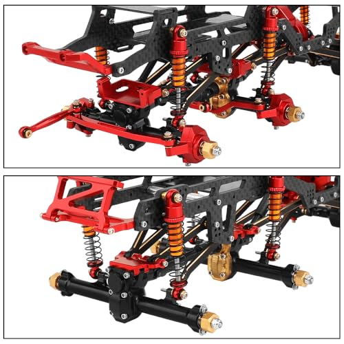 LCG 6x6 8×8 Carbon Fiber Chassis Frame with Metal Axles for 1/24 RC Crawler Car Axial SCX24 Refit Kit (8x8 red) - color: 8x8 Red