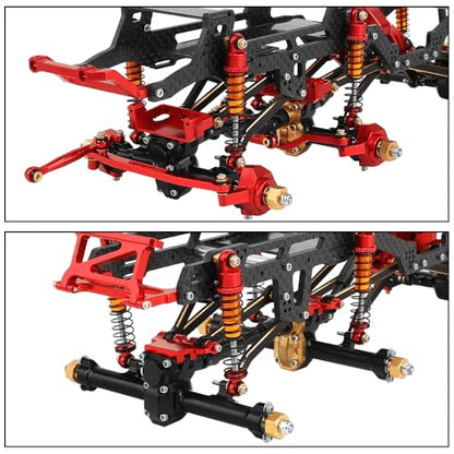 LCG 6x6 8×8 Carbon Fiber Chassis Frame with Metal Axles for 1/24 RC Crawler Car Axial SCX24 Refit Kit (8x8 red) - color: 8x8 Red