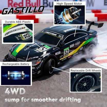 1/16 Scale RC Drift Car for Kids, 4WD Remote Control Race Car, 20KM/H, 2.4Ghz, with LED, for Boys Age 6 7 8-12 13 14 Year Old, Birthday Gifts for Kids