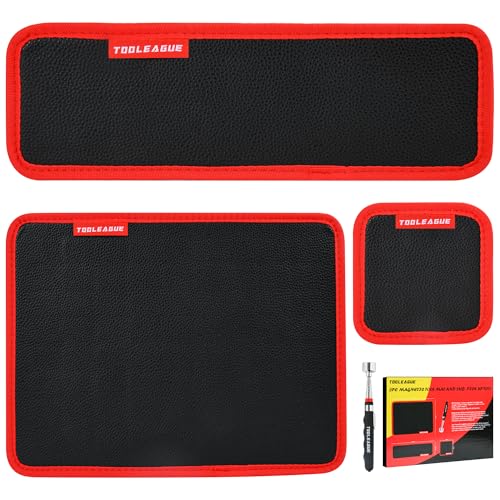 TOOLEAGUE 3Pcs Magnetic Tool Mat with 25Lb Telescoping Magnetic Pickup Pen | 3 Different Size Parts Tool Holder Pad for Organizing Mechanic Wrench Screw Bolts Nuts and Other Small Metal Parts - size: 3Pcs Magnetic Mats with Pickup Tool