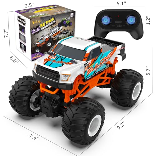 Remote Control Car, 1:16 Scale RC Monster Truck for Boys, 2.4 GHz All Terrain RC Cars for Boys Girls 4-7 8-12, 20 Km/h Off Road RC Truck, Christmas Birthday Gift for Kids and Adult, Orange