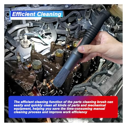 Car Parts Washer Brush, Bullet Head Parts Cleaning Brush for Cleaning Car Interior Exterior, Engine Parts, Wheel Bearing, Boats, Household Grime (Black) - color: Black