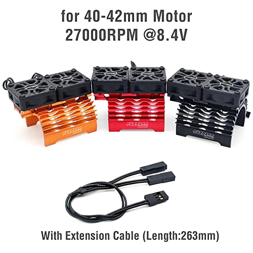 30mm RC Motor Cooling Fans, Hobby Twin Fan with Metal Heatsink for 1/8 1/10 RC Car 3650 3660 540 550 (30mm Orange for 40/42mm Motor) - style: 30mm Orange for 40/42mm Motor