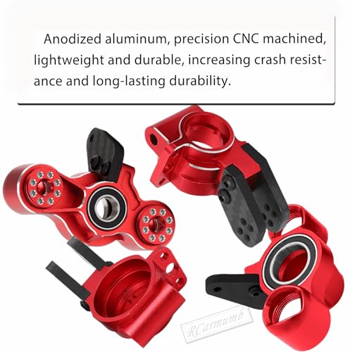 RC Upgrades Part for 1/8 Typhon/Talion 6S BLX,1/7 Felony/Mojave/Infraction/Limitless 6S BLX,Alloy Front Knuckles Steering Blocks &Rear Hub Stub Axle Carriers,Red - color: Red
