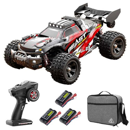 40mph Remote Controlled Cars for Adults with Carry Bag, 1/18 4WD Off Road Race Buggy, Brushless Motor, High Speed Offroad RC Drift Racing Car, 3 Batteries (Red) - color: 40mph, 1/18, Sg118max