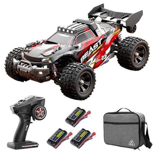 40mph Remote Controlled Cars for Adults with Carry Bag, 1/18 4WD Off Road Race Buggy, Brushless Motor, High Speed Offroad RC Drift Racing Car, 3 Batteries (Red) - color: 40mph, 1/18, Sg118max