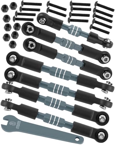 RC Aluminum Front&Rear Link Set Upgrades Part for 1/10 Slash/Rustler/Stampede/Bandit VXL 2WD.Adjustable Turnbuckles Camber Links Toe Link Hops Up,Titanium. - color: Titanium(for 1/10)
