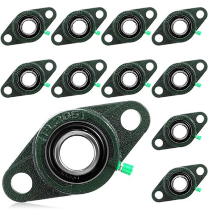 Threlaco 10 Pack Ucfl205-16 Pillow Block Bearing 1 in Bore Shaft Flange Mount Ball Bearing Unit 2-Bolt, Self Aligning Cast Iron Housing, Set Screw Locking Style Flange Pillow Block - style: UCFL205-16