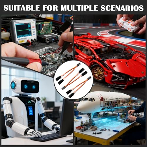 5-Pack Servo Y-Harness, 1F-2M 22AWG | 22AWG silicone wire; JR/Futaba style; for RC cars, boats, drones, airplane models