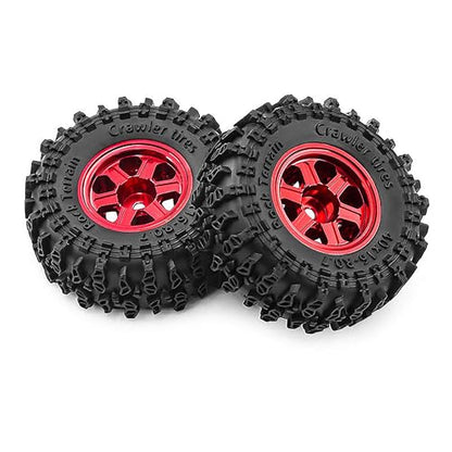 0.7" Aluminum Beadlock Wheel & Crawler Tire Set for 1/30 RC Crawler, CNC Rims, 40 x 16 mm Tires, Includes Screwdriver, Pre-Assembled 4 pcs, Red - color: Red, size: Rock-Trail-Clean-Out