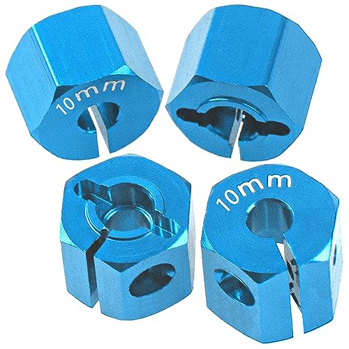 Aluminum Alloy 12mm Wheel Hex Hub Drive Adapters with Pins Screws Compatible with Axial SCX10 HSP HPI Tamiya Redcat 1/10 RC Crawler Car (10mm, Blue) - color: Blue, size: 10mm