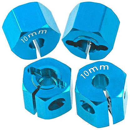 Aluminum Alloy 12mm Wheel Hex Hub Drive Adapters with Pins Screws Compatible with Axial SCX10 HSP HPI Tamiya Redcat 1/10 RC Crawler Car (10mm, Blue) - color: Blue, size: 10mm