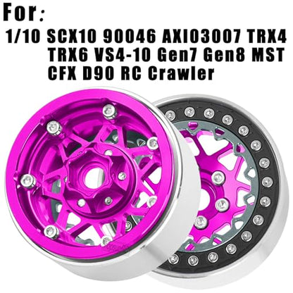 RC 1.9 Beadlock Wheel Rims for 1/10 SCX10 90046 AXI03007 TRX4 TRX6 VS4-10 Gen7 Gen8 MST CFX D90 RC Crawler,Aluminum 1.9" RC Tires Wheel Rim RC Truck Tires Wheels Rims.(4PCS) Pink&Black - color: Pink&black（1.9 Rim）