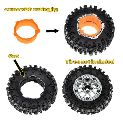1.6" (40.6mm) Super Wheels, Carbon fibre Beadlock Wheel fit for SCX24 TRX4M FCX24 FCX24M CR18P 1/24 1/18 RC Crawlers Upgrade, Style D, Silver - color: Silver, size: Style D